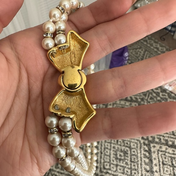 Vintage Christian Dior pearl and gold bow with Swarovski crystals necklace - Picture 11 of 14